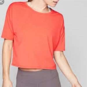 Athleta Coral Daily Organic Crop Tee Shirt XL New